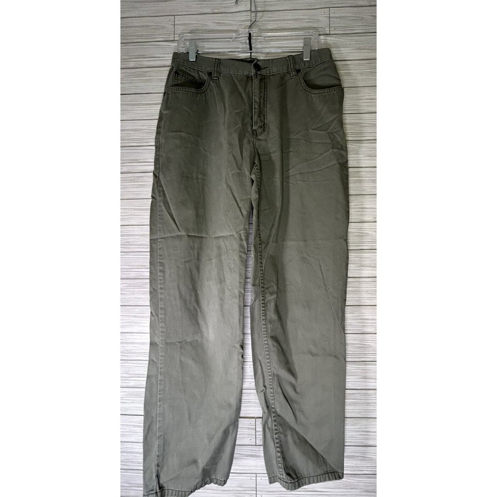 Eddie Bauer Womens Green Mercer Fit Mid Rise Straight Leg Pants Size‎ 12